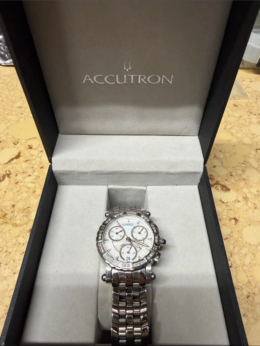 Men’s Silver Stainless Steel Chronograph Watch - Silver Dial